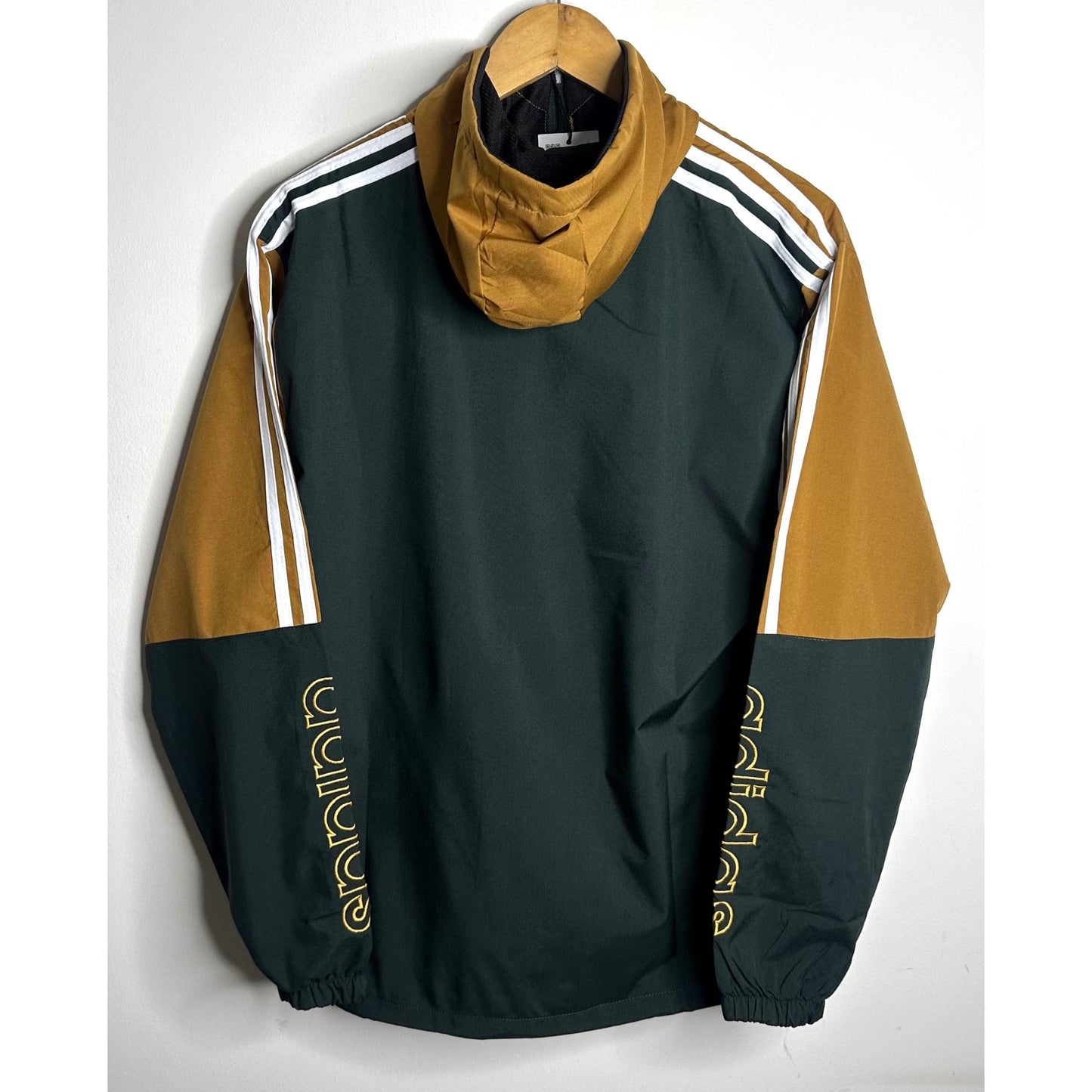 Adidas Originals Water-Resistant Hooded Jacket – Beige, White & Black | Embroidered Logo