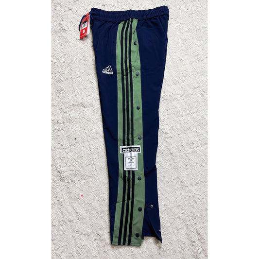 ADIDAS MEN'S BLUE TRACK PANTS WITH SIDE BUTTONS | CLASSIC THREE STRIPES CASUAL SPORTSWEAR TROUSERS