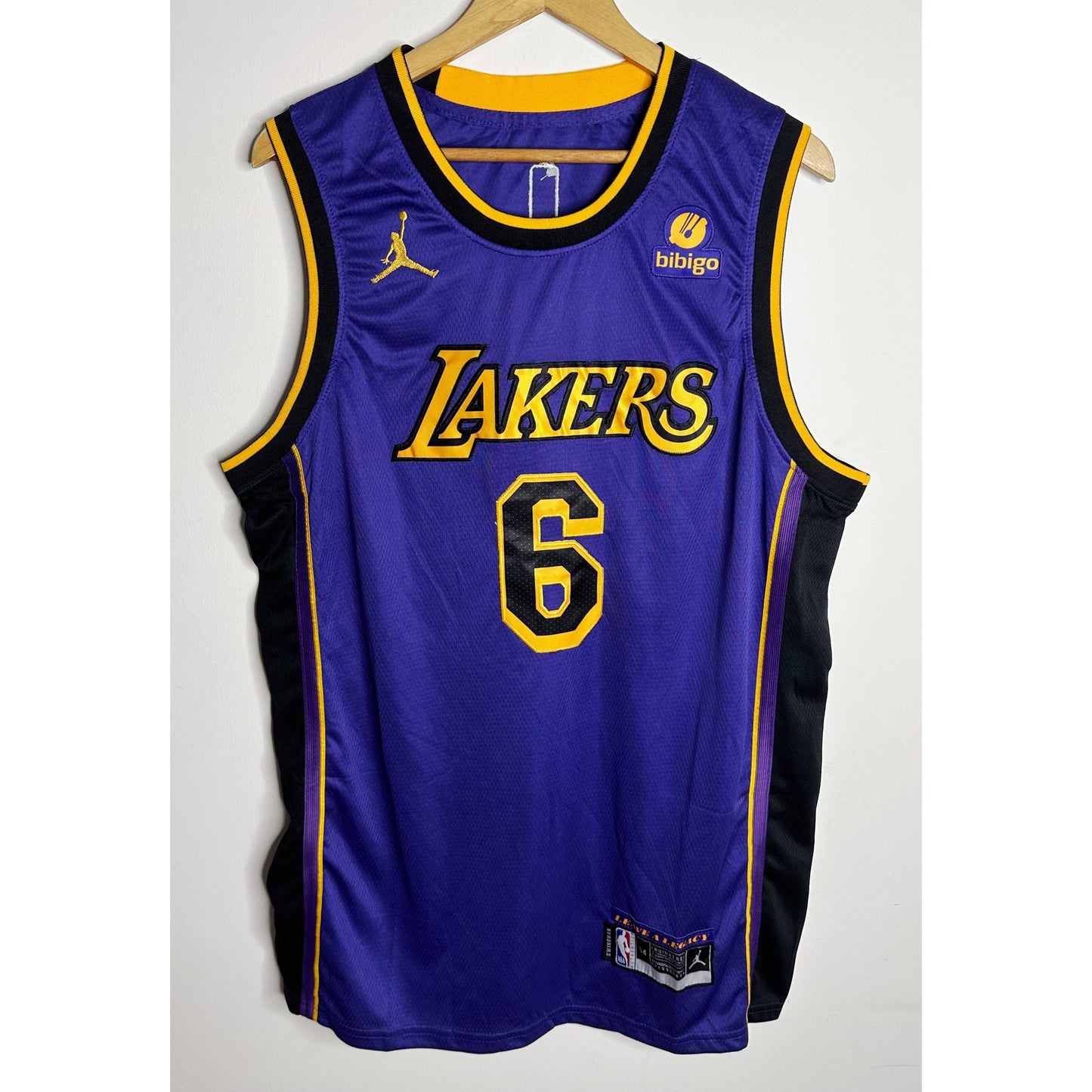 JORDAN BIBIGO LAKERS JAMES NO 6 NBA PREMIUM BASKETBALL JERSEY