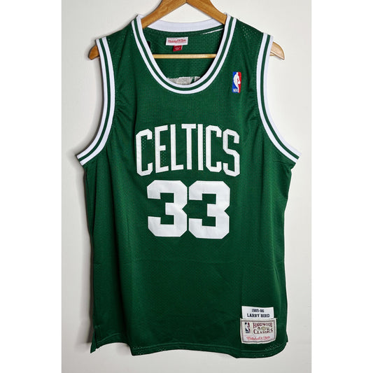 MITCHELL & NESS NBA LARRY BIRD GREEN WHITE CELTICS BIRD NO 33 PREMIUM BASKETBALL JERSEY