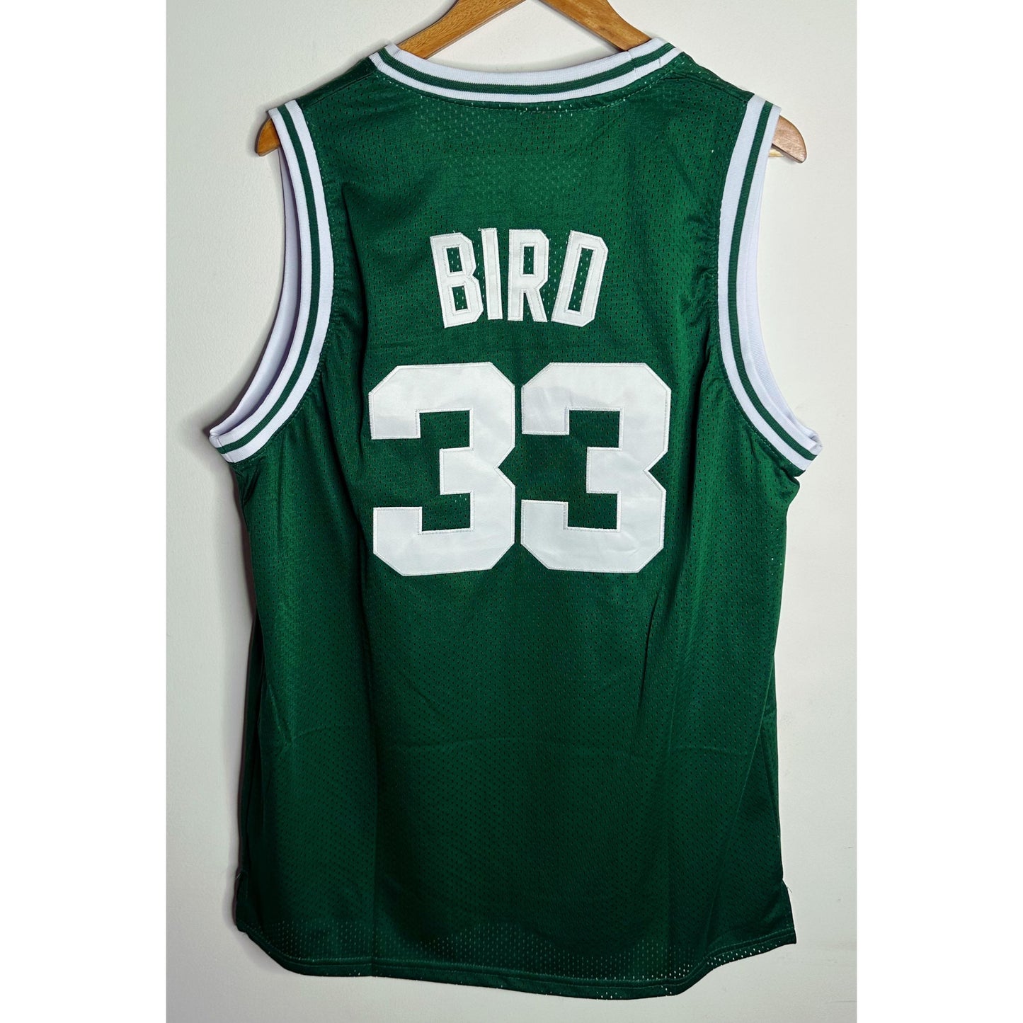 MITCHELL & NESS NBA LARRY BIRD GREEN WHITE CELTICS BIRD NO 33 PREMIUM BASKETBALL JERSEY