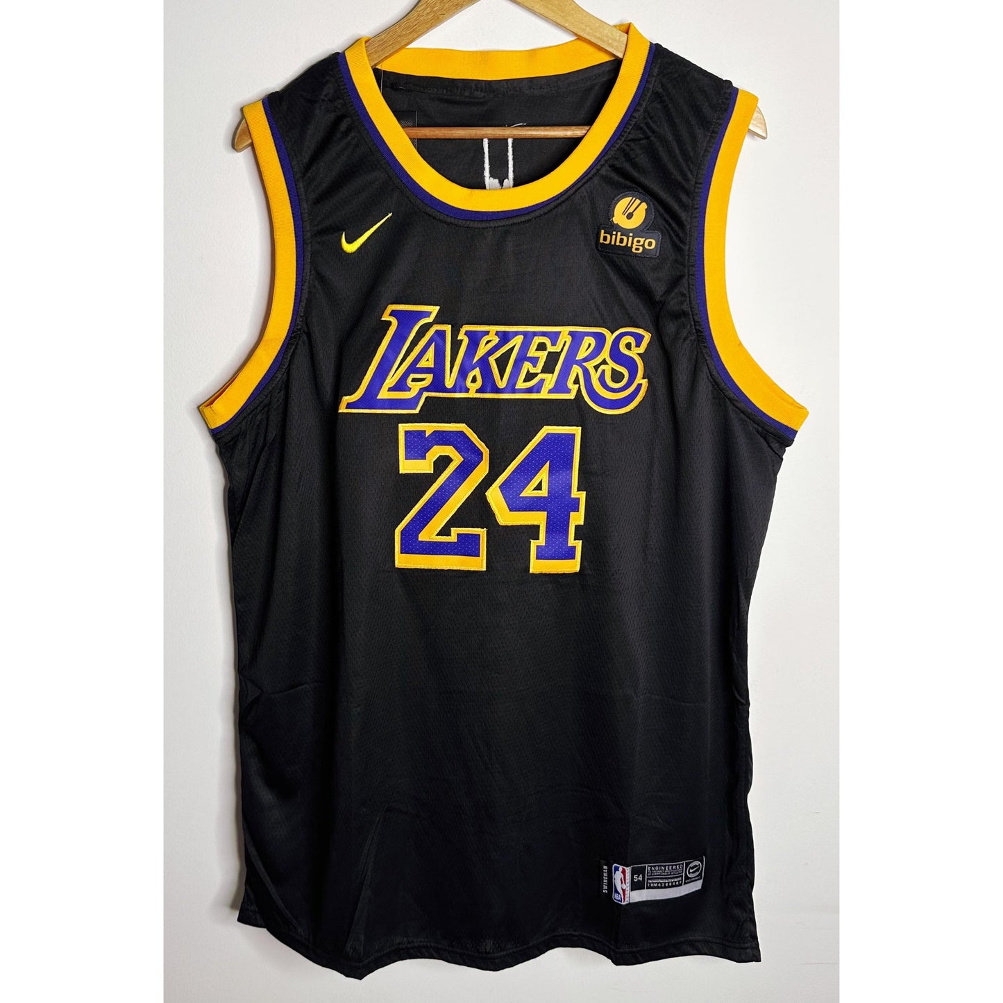 NIKE BIBIGO BLACK YELLOW LAKERS BRYANT NO 24 PREMIUM BASKETBALL JERSEY