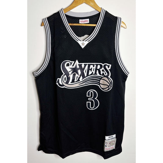 MITCHELL & NESS SIXERS IVE RSON NO 3 BLACK WHITE PREMIUM BASKETBALL JERSEY