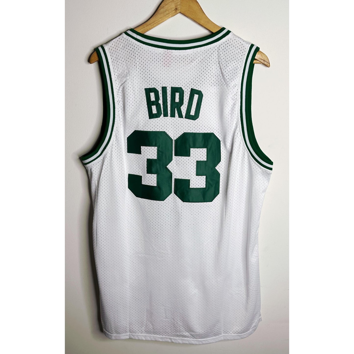 MITCHELL & NESS CELTICS BIRD NO 33 WHITE GREEN PREMIUM BASKETBALL JERSEY