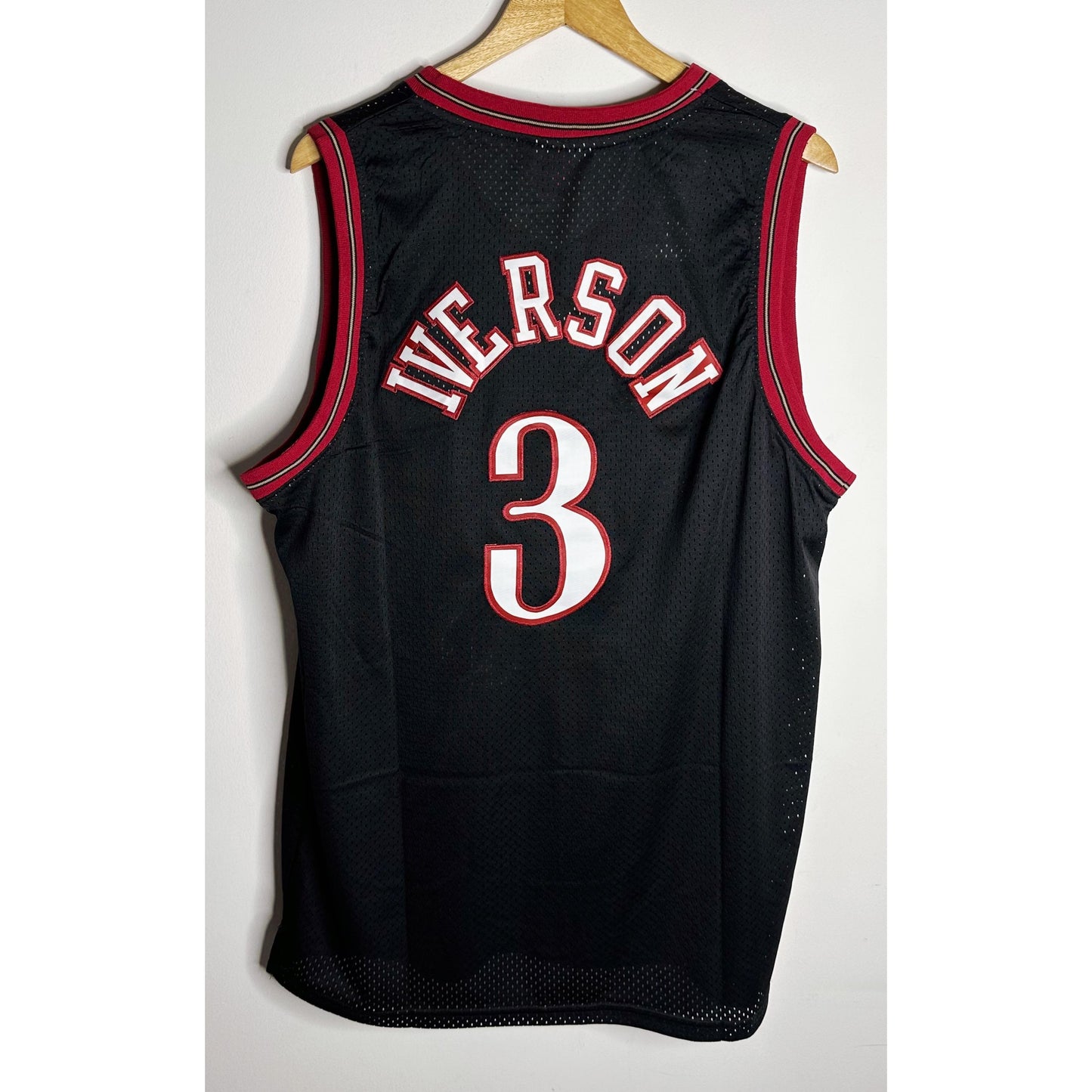 MITCHELL & NESS SIXERS NBA FINALS  NO 3 BLACK RED PREMIUM BASKETBALL JERSEY