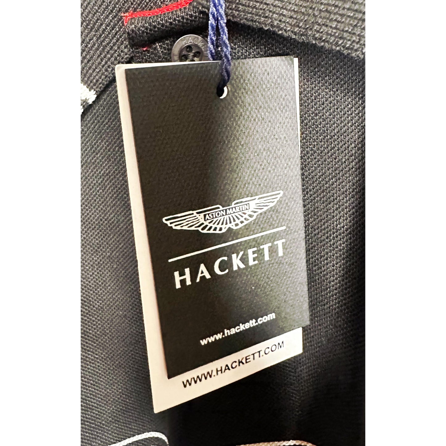 Hackett London Polo – Black with Signature Striped Panel Detailing