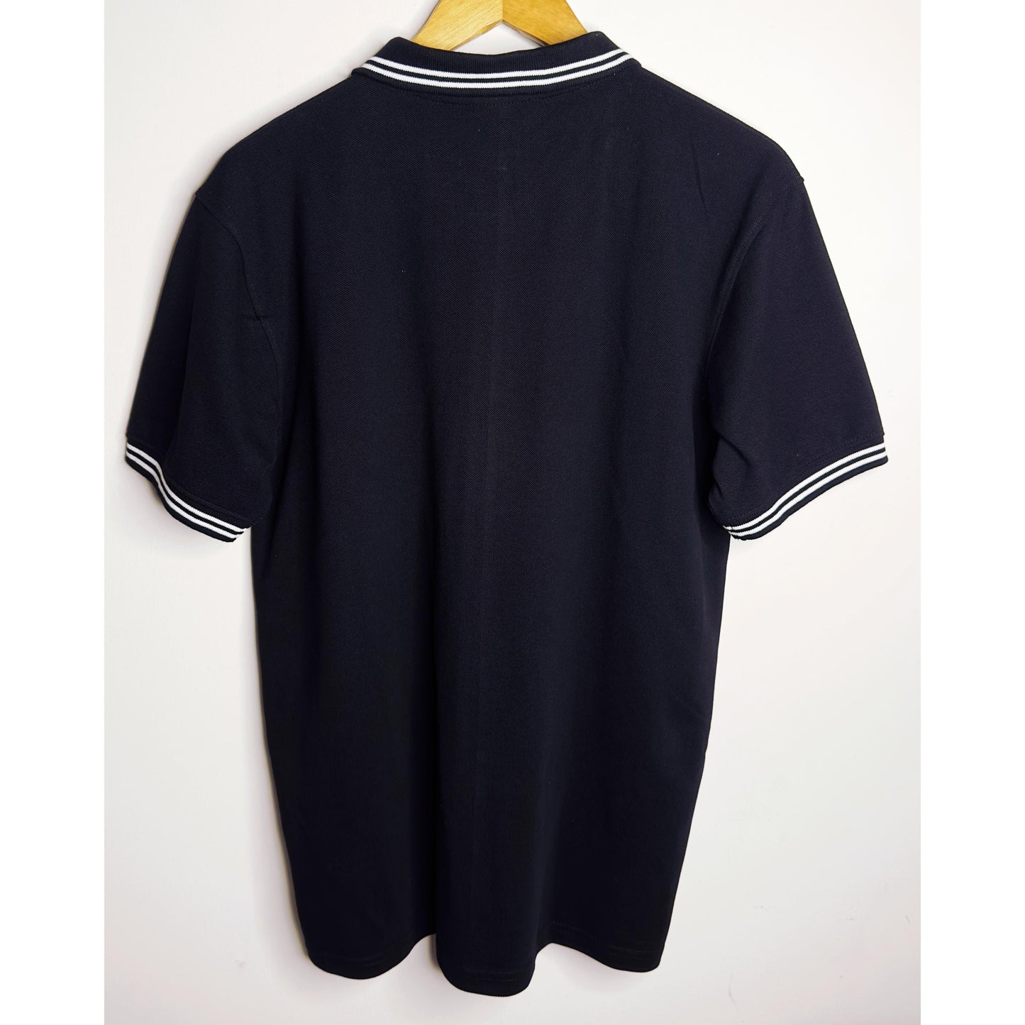Hackett London Polo – Black with Signature Striped Panel Detailing