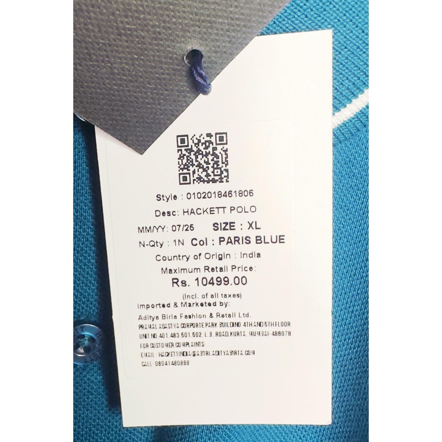 Hackett Premium Sport Polo Tee – Refined Blue with White & Gold Detailing