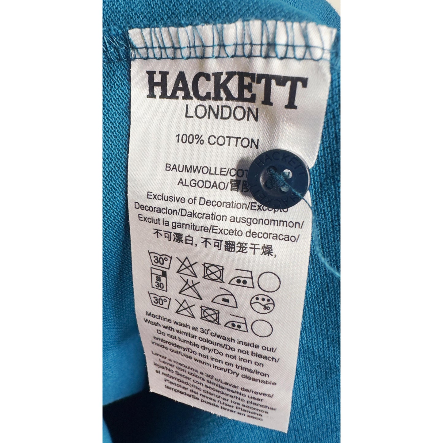 Hackett Premium Sport Polo Tee – Refined Blue with White & Gold Detailing