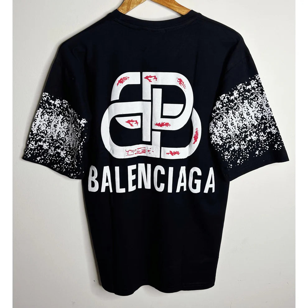 Balenciaga Designer Tee with Iconic Logo & Artistic Sleeve Detail