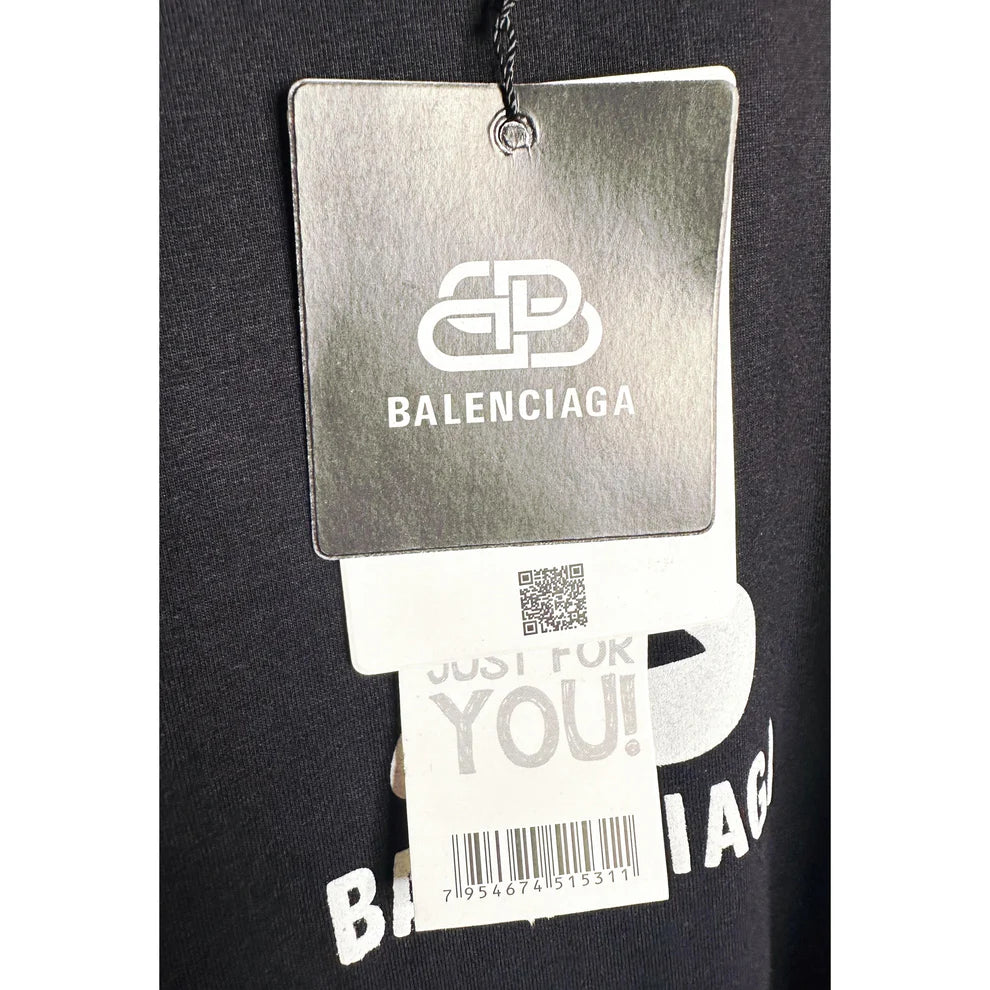 Balenciaga Designer Tee with Iconic Logo & Artistic Sleeve Detail