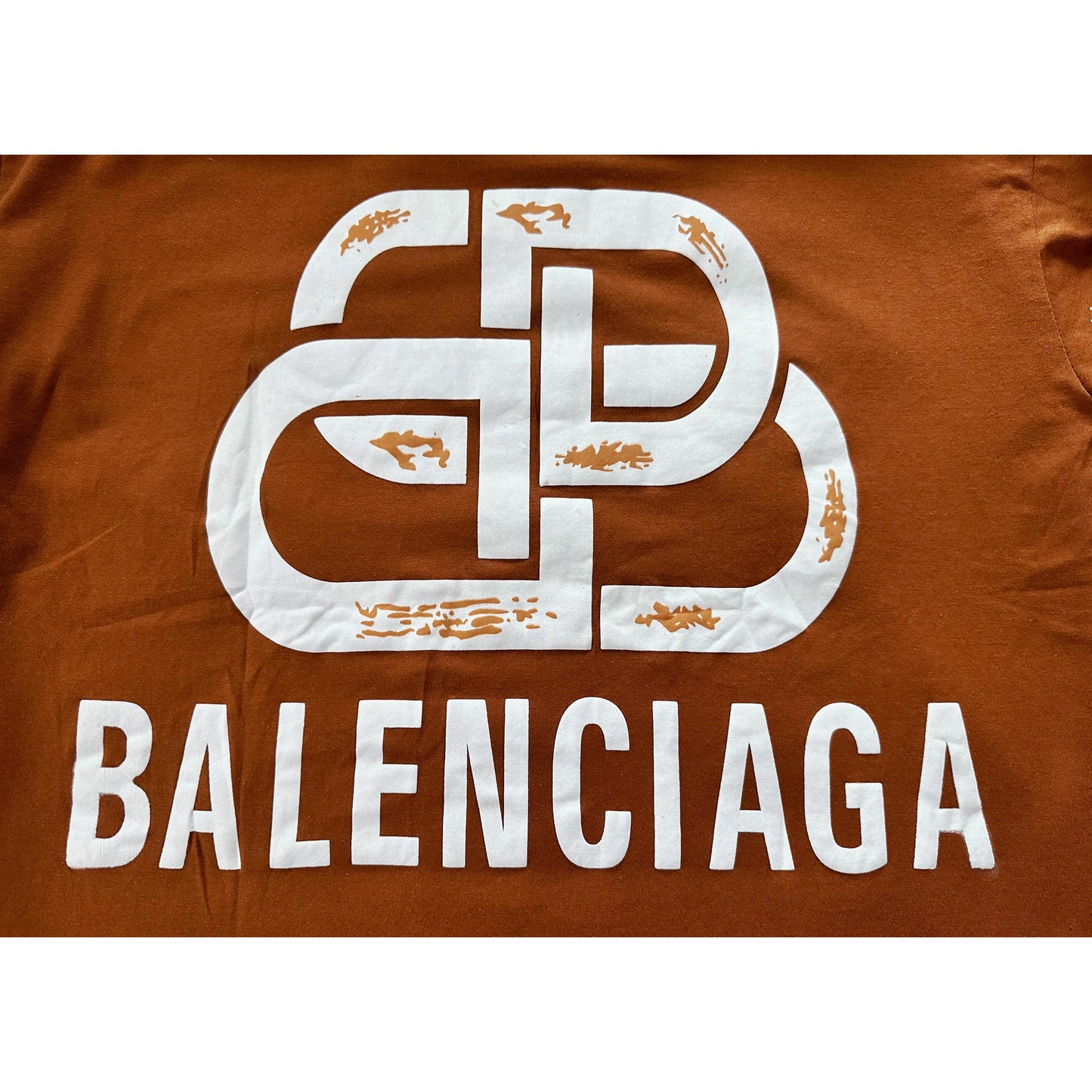 BALENCIAGA MEN’S PREMIUM COTTON T-SHIRT – BROWN MULTICOLOR PRINT | OVERSIZED STREETWEAR STYLE | CASUAL & LUXURY FASHION TEE
