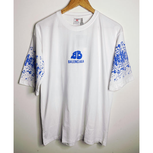 BALENCIAGA MEN’S PREMIUM COTTON T-SHIRT – YELLOW MULTICOLOR PRINT | OVERSIZED STREETWEAR STYLE | CASUAL & LUXURY FASHION TEE