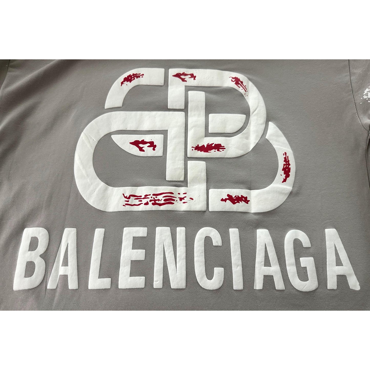 BALENCIAGA MEN’S PREMIUM COTTON T-SHIRT – GREY MULTICOLOR PRINT | OVERSIZED STREETWEAR STYLE | CASUAL & LUXURY FASHION TEE
