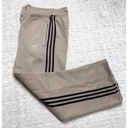 ADIDAS MEN’S PREMIUM COTTON TRACK ( 3 Threads Fles)PANTS – LIGHT BROWN WITH BLACK STRIPES | ATHLEISURE JOGGERS | COMFORT FIT SPORTSWEAR