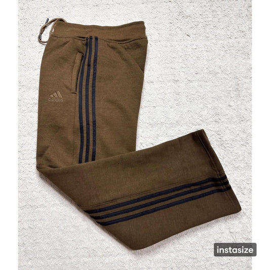ADIDAS MEN’S PREMIUM COTTON(THREE THREADS FLES)TRACK PANTS – BROWN WITH BLACK STRIPES | ATHLEISURE JOGGERS | COMFORT FIT SPORTSWEAR