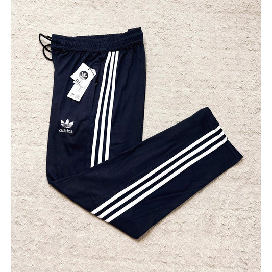 Adidas Originals Cotton Slim-Fit Navy blue Track Pants – Iconic 3 Stripes Design