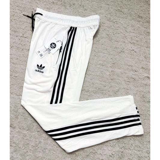 Classic Adidas 3-Stripes Cotton White Track Pants – Everyday Comfort