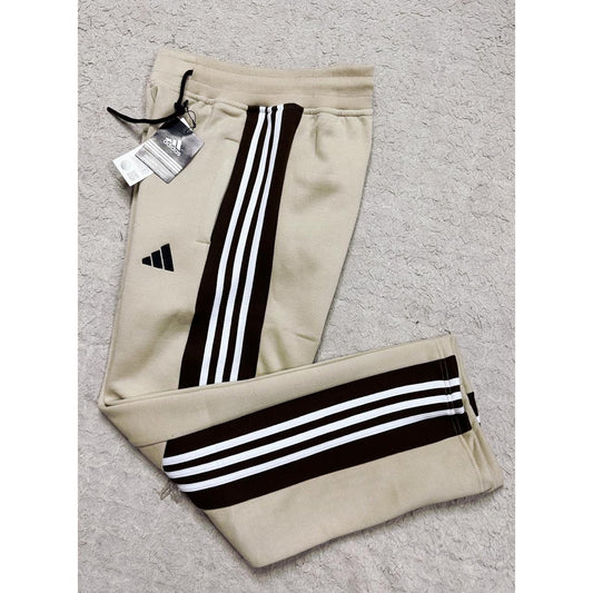 Adidas Heavy GSM Track Pants – Elite Quality | Beige | Iconic 3-Stripes
