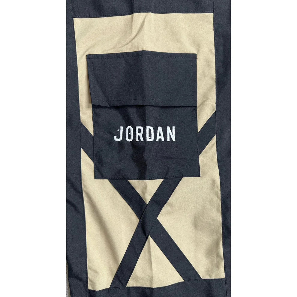 Men’s Jordan Cargo Track Pants – Beige & Black Panel Design