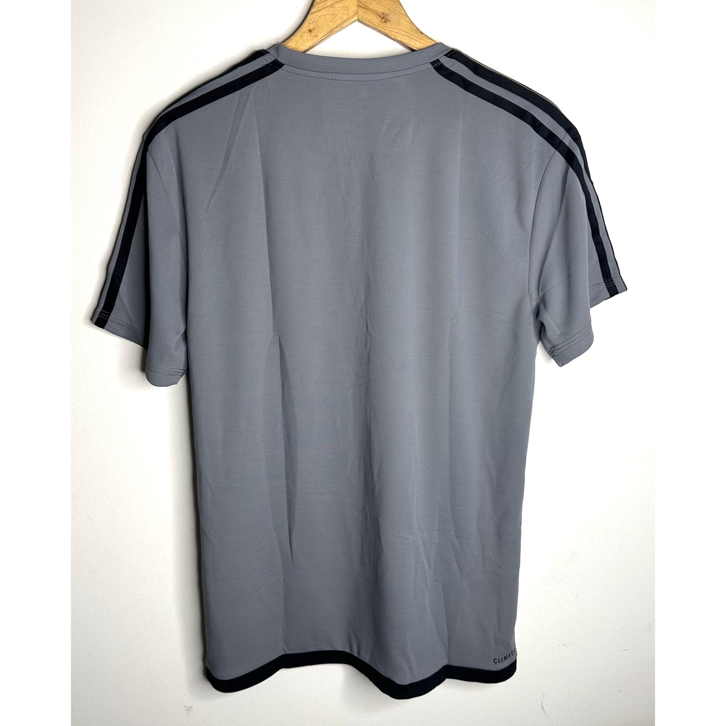 ADIDAS Elite Grey Performance Tee with Bold Dual-Stripe Shoulders | FeatherLite Breathable Fabric | Premium Activewear Essential