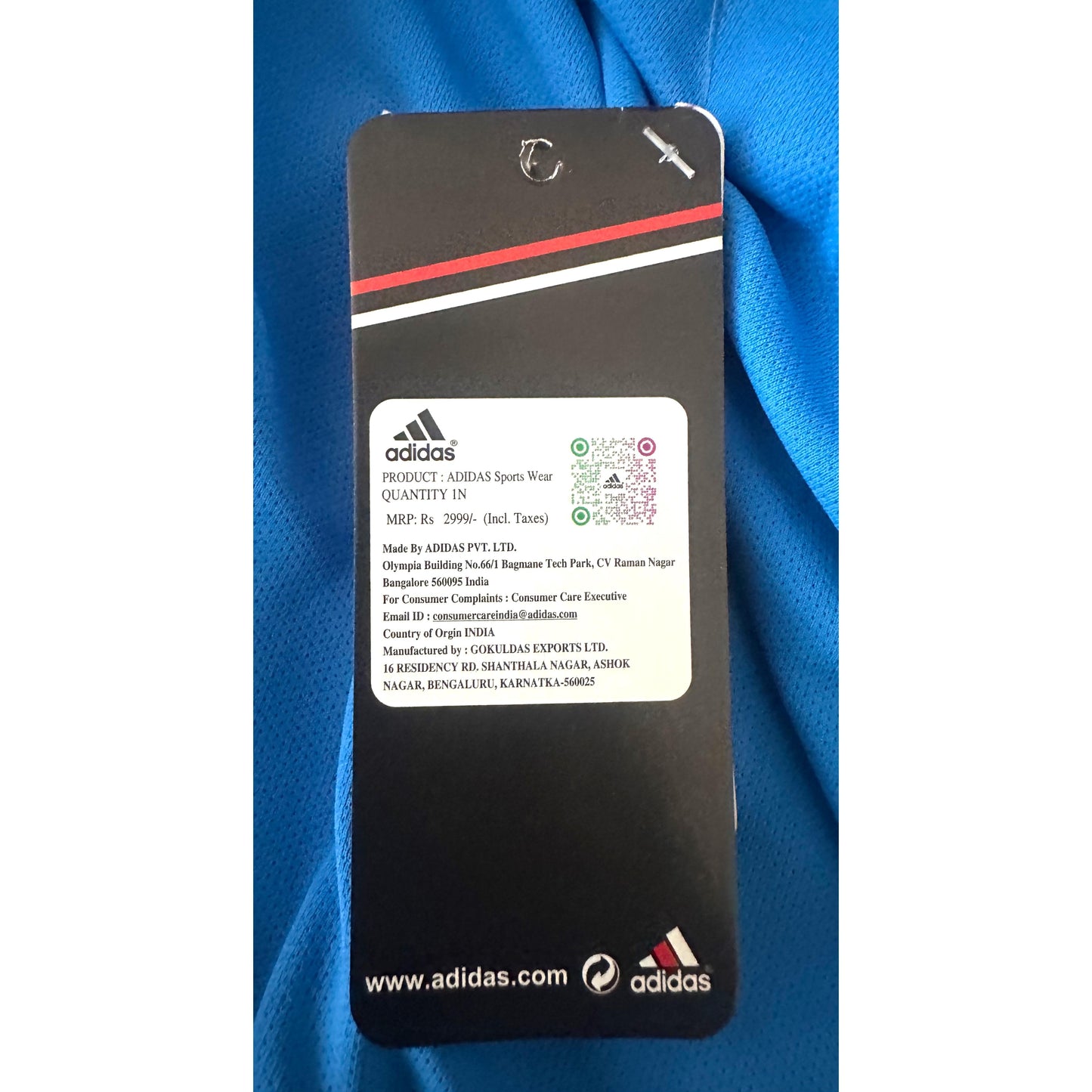 Adidas Signature Blue Elite Performance Tee with Dual Black Shoulder Stripes | Premium Activewear Edition