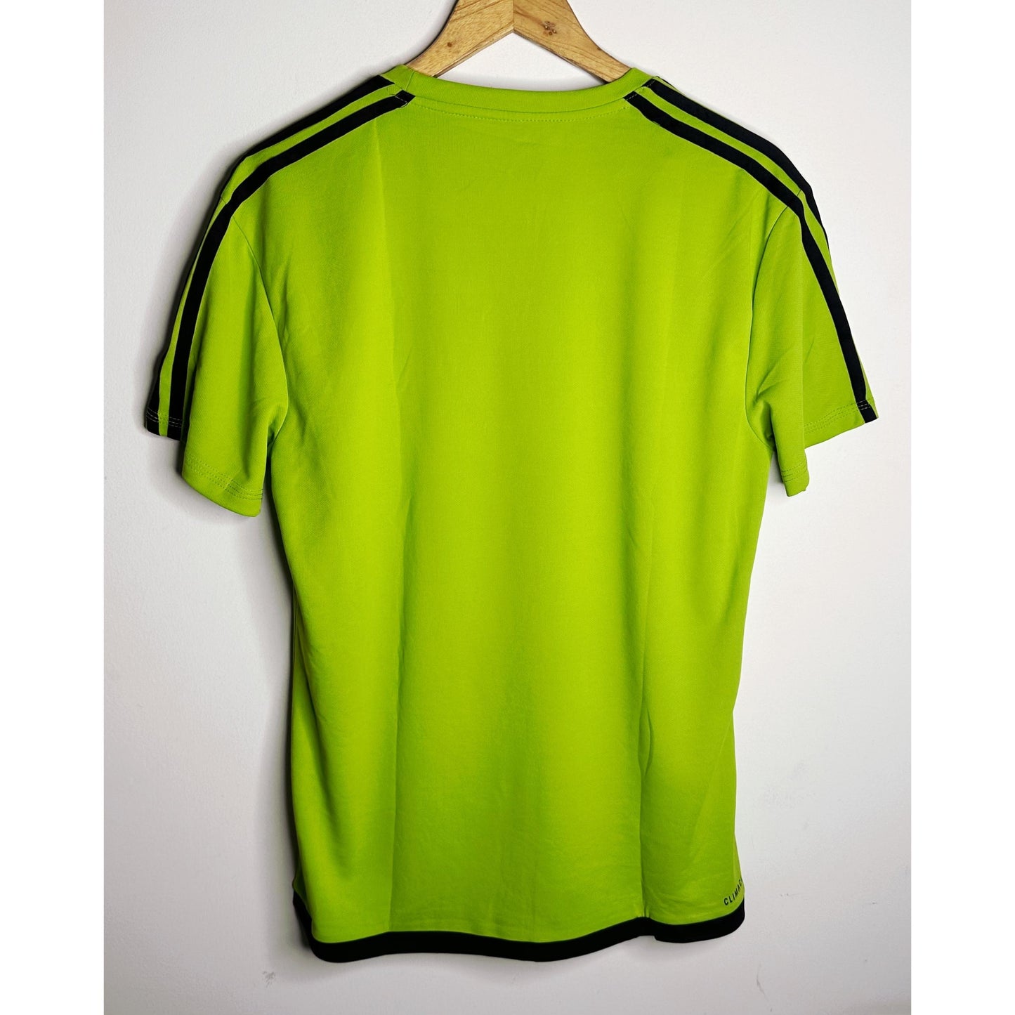 Adidas Signature Lime Green Elite Performance Tee with Dual Black Shoulder Stripes | Premium Activewear Edition