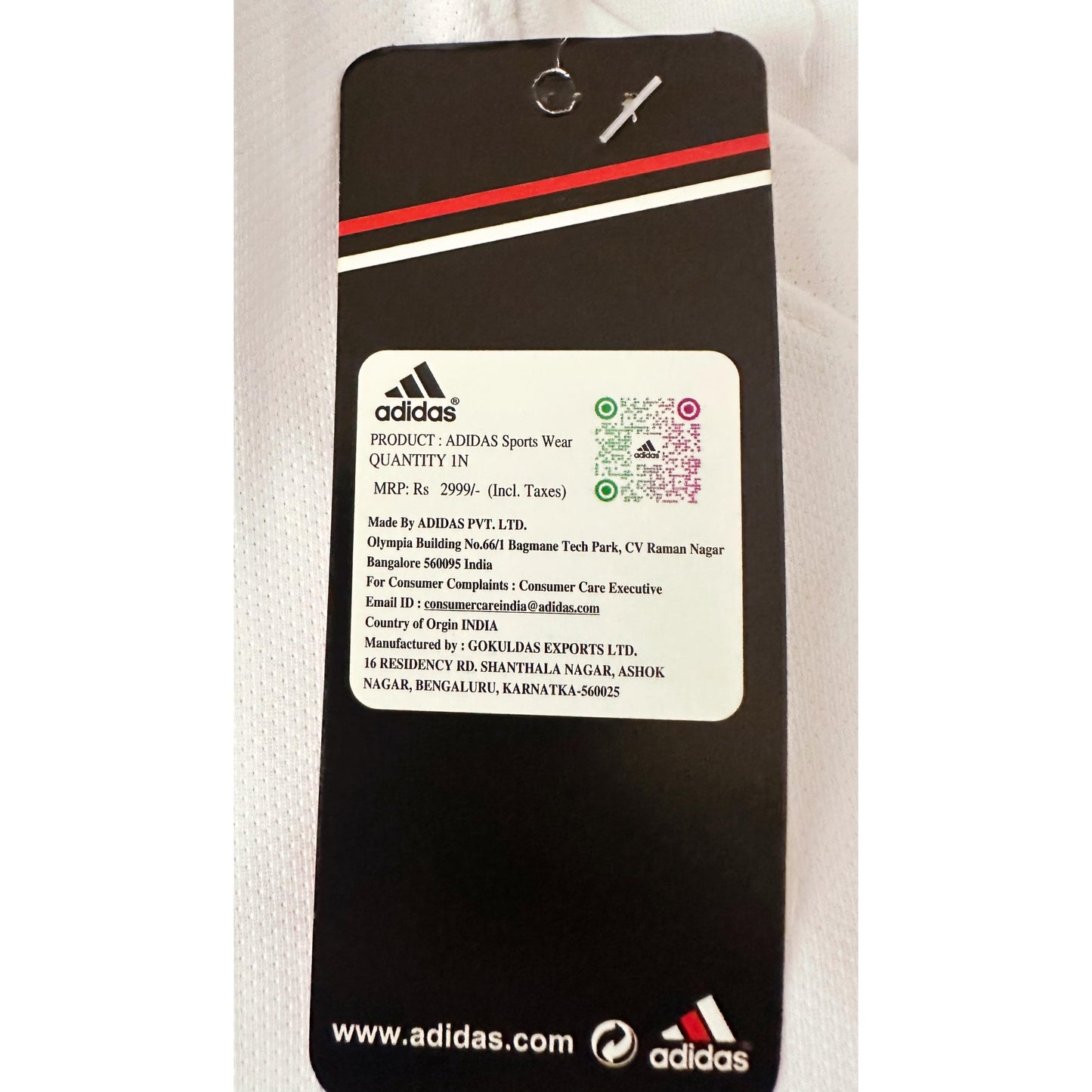 Adidas Signature White Elite Performance Tee with Dual Black Shoulder Stripes | Premium Activewear Edition