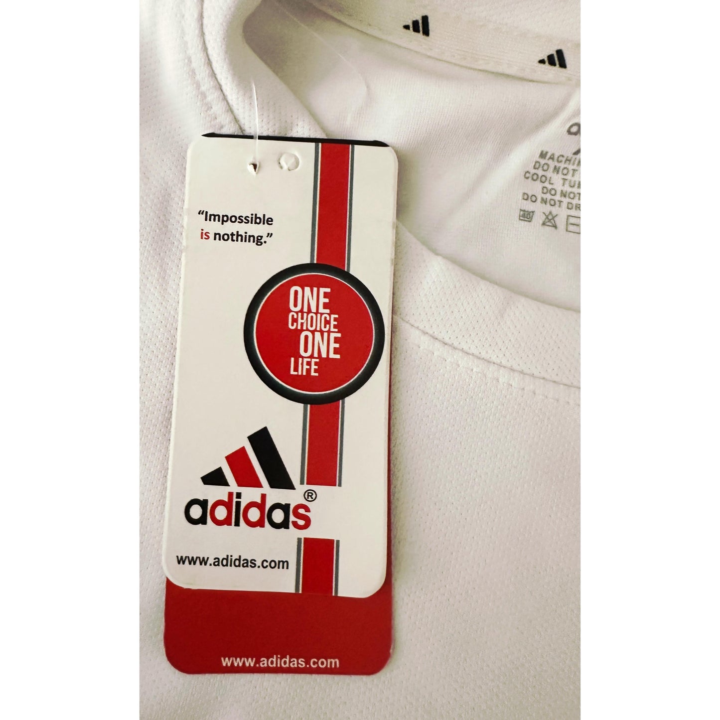 Adidas Signature White Elite Performance Tee with Dual Black Shoulder Stripes | Premium Activewear Edition