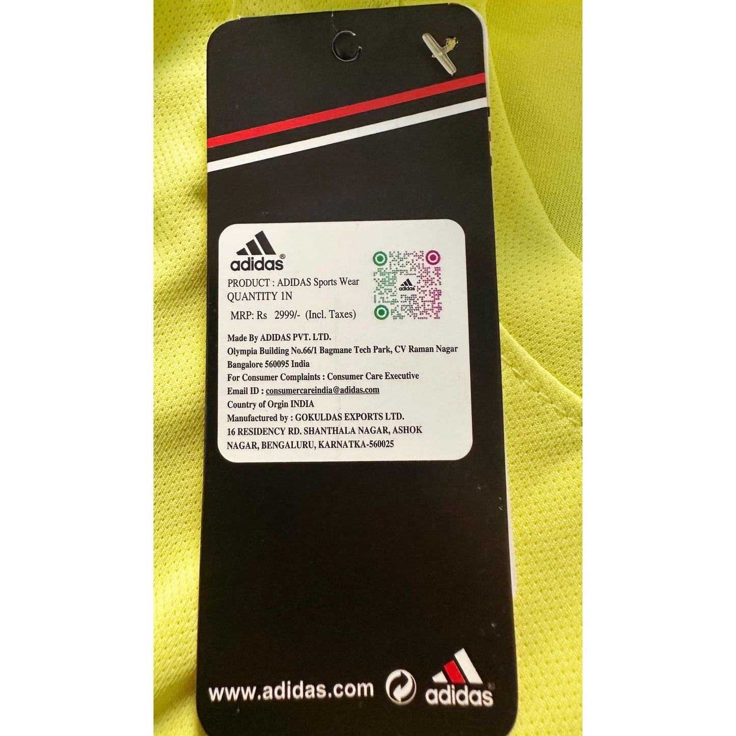 ADIDAS PREMIUM NEON YELLOW PERFORMANCE TEE – ELITE SPORT EDITION WITH BLACK SIGNATURE STRIPED DETAILING