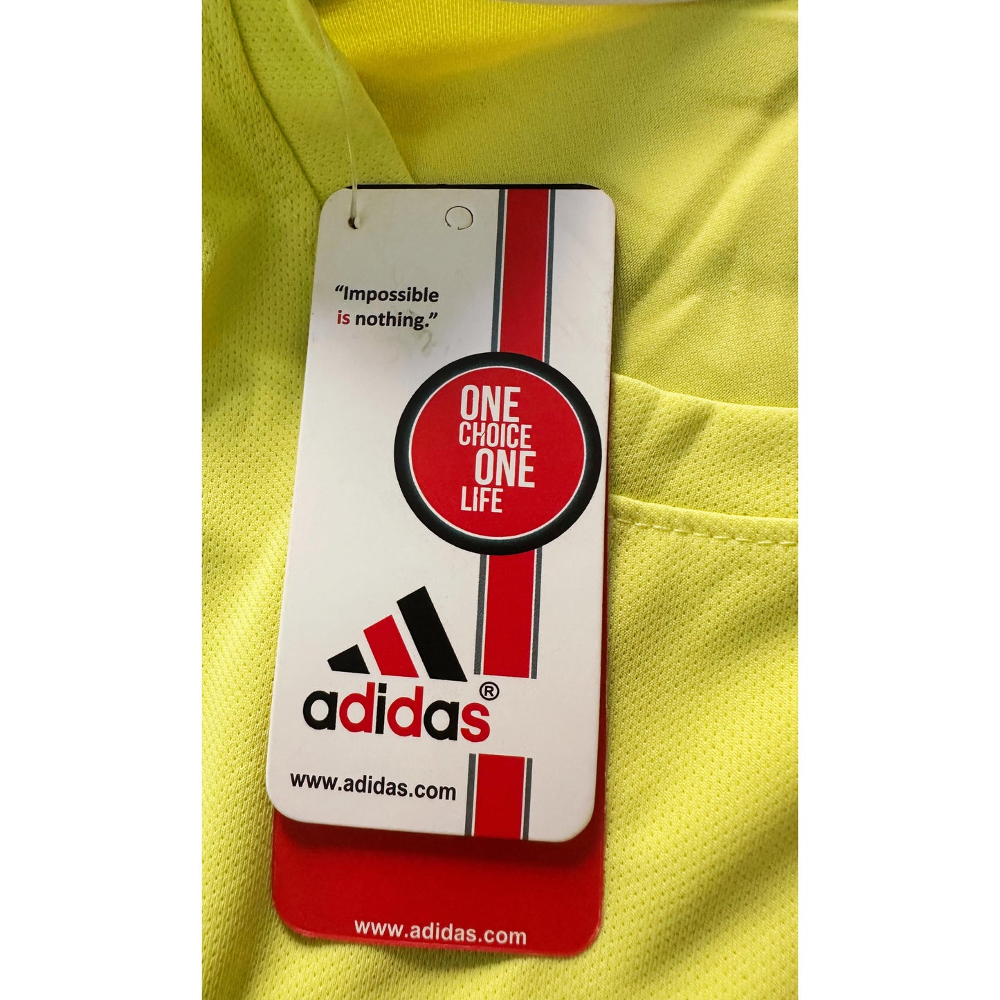 ADIDAS PREMIUM NEON YELLOW PERFORMANCE TEE – ELITE SPORT EDITION WITH BLACK SIGNATURE STRIPED DETAILING