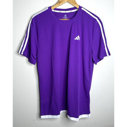 ADIDAS PREMIUM PURPLE PERFORMANCE TEE – ELITE SPORT EDITION WITH WHITE SIGNATURE STRIPED DETAILING