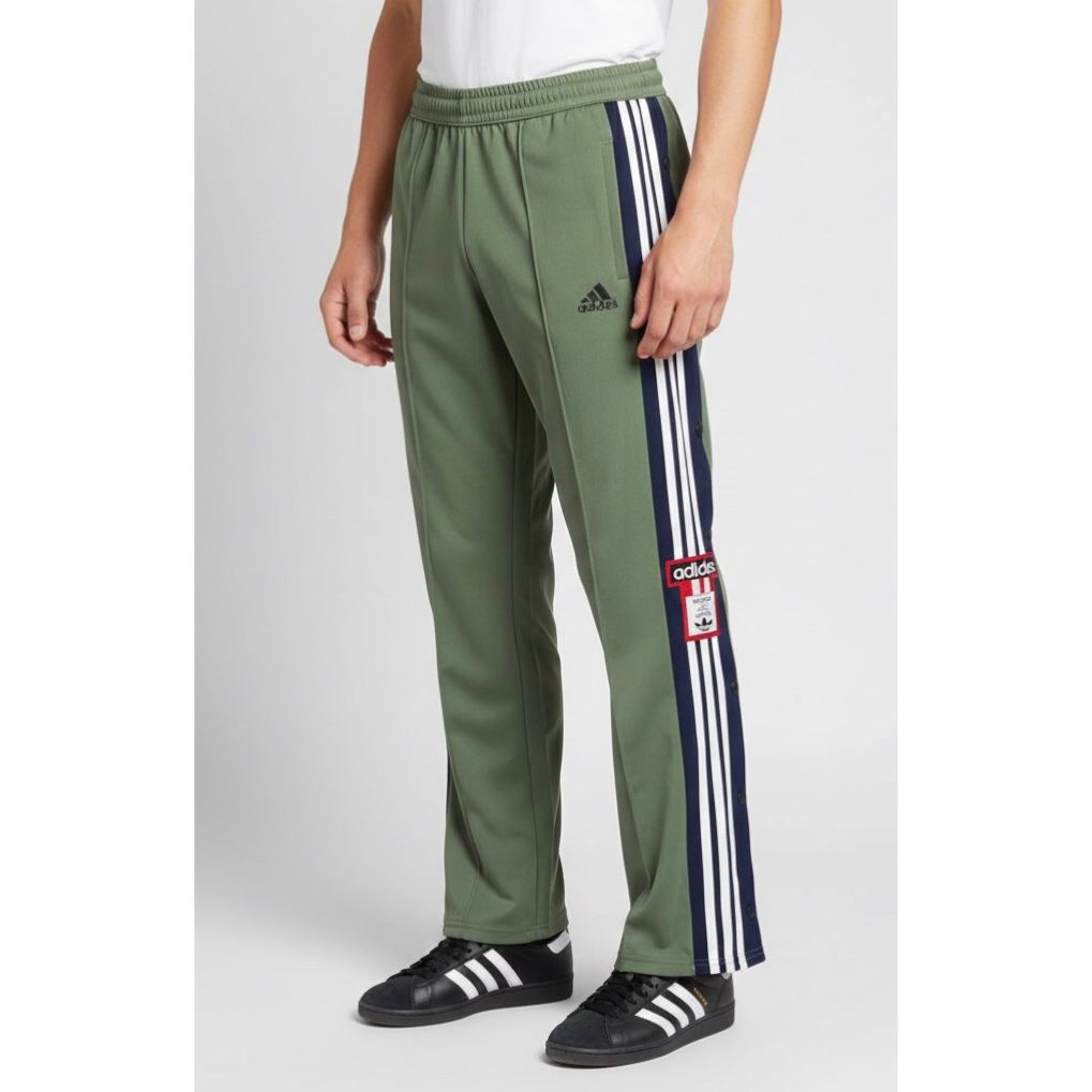 ADIDAS MEN'S TRACK PANTS WITH SIDE BUTTONS | CLASSIC THREE STRIPES CASUAL SPORTSWEAR TROUSERS