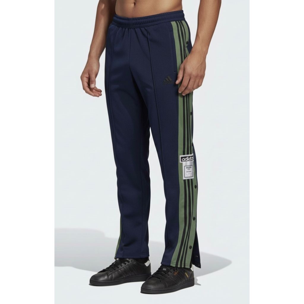 ADIDAS MEN'S TRACK PANTS WITH SIDE BUTTONS | CLASSIC THREE STRIPES CASUAL SPORTSWEAR TROUSERS