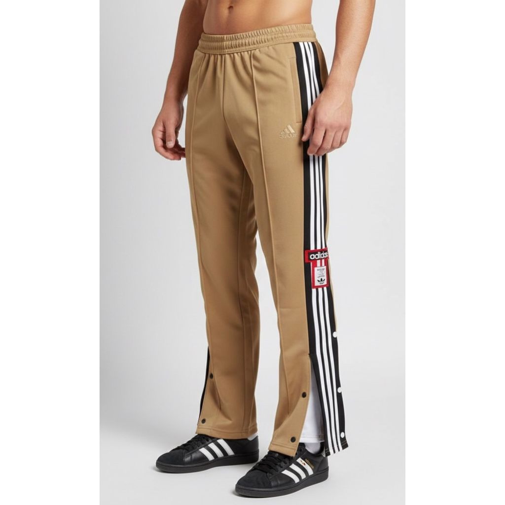 ADIDAS MEN'S TRACK PANTS WITH SIDE BUTTONS | CLASSIC THREE STRIPES CASUAL SPORTSWEAR TROUSERS