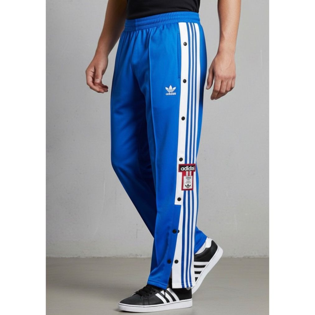 ADIDAS MEN'S TRACK PANTS WITH SIDE BUTTONS | CLASSIC THREE STRIPES CASUAL SPORTSWEAR TROUSERS