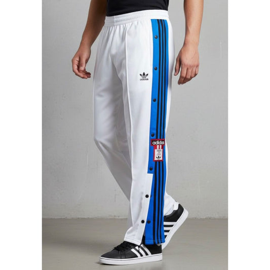 ADIDAS MEN'S TRACK PANTS WITH SIDE BUTTONS | CLASSIC THREE STRIPES CASUAL SPORTSWEAR TROUSERS