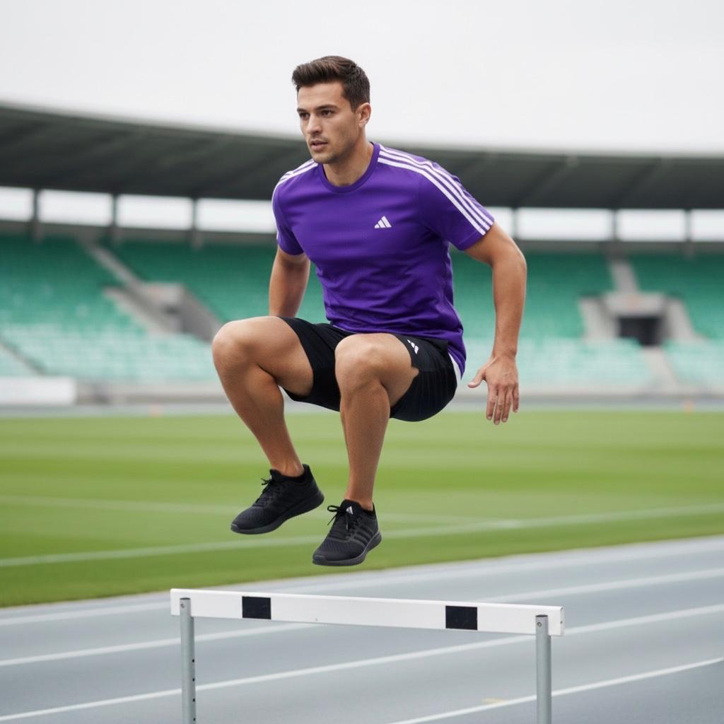 ADIDAS PREMIUM PURPLE PERFORMANCE TEE – ELITE SPORT EDITION WITH WHITE SIGNATURE STRIPED DETAILING