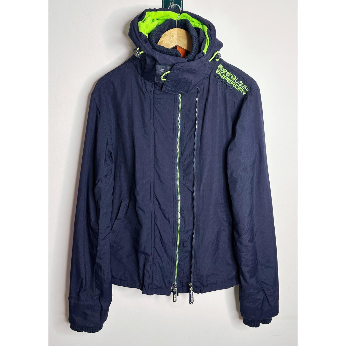 Superdry Professional Windcheater Jacket | Premium StormShield Outerwear | Navy–Neon Green Edition