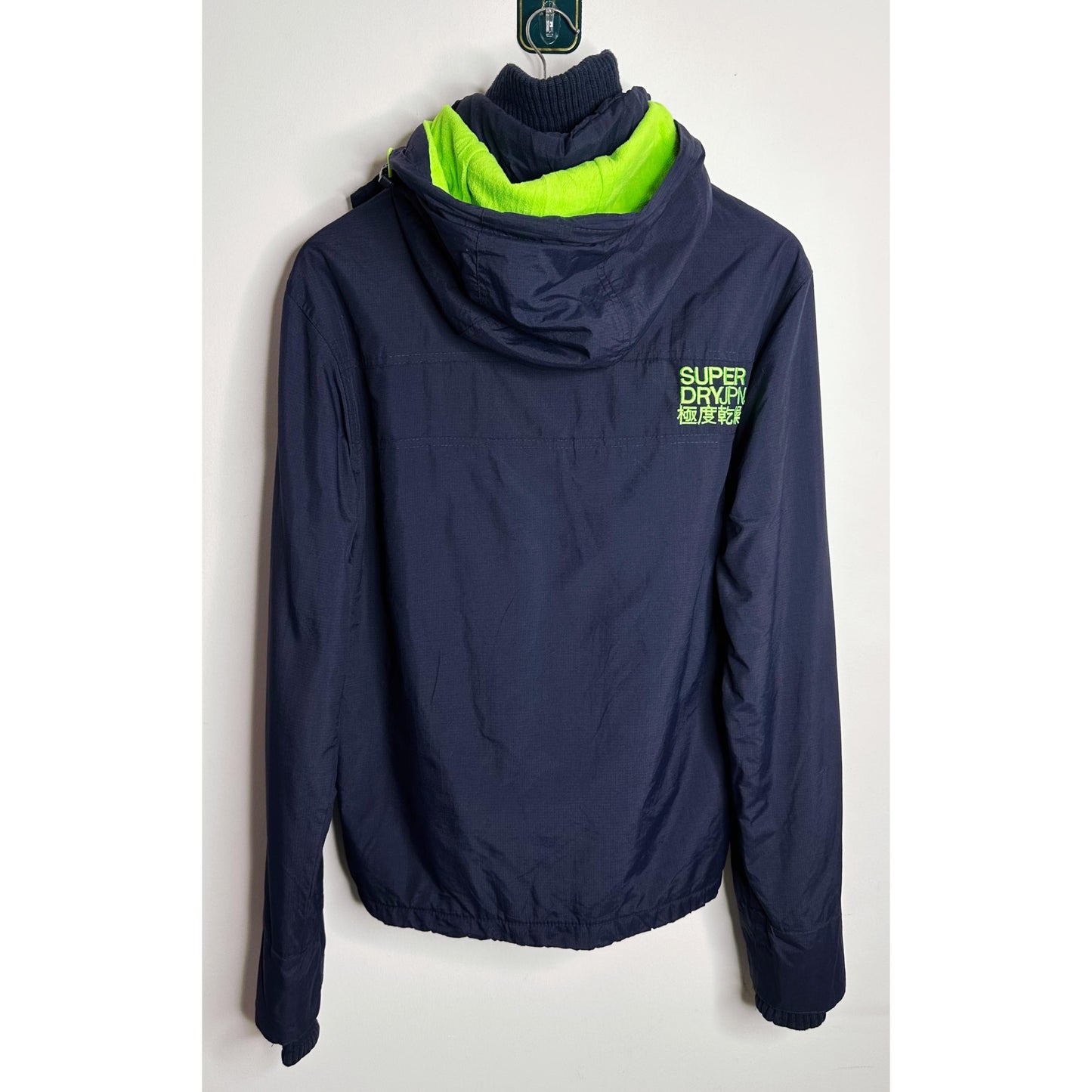 Superdry Professional Windcheater Jacket | Premium StormShield Outerwear | Navy–Neon Green Edition