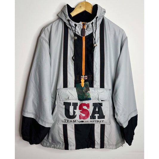 USA TEAM HERITAGE WINDBREAKER | PREMIUM RETRO ANORAK | SILVER-BLACK PERFORMANCE EDITION