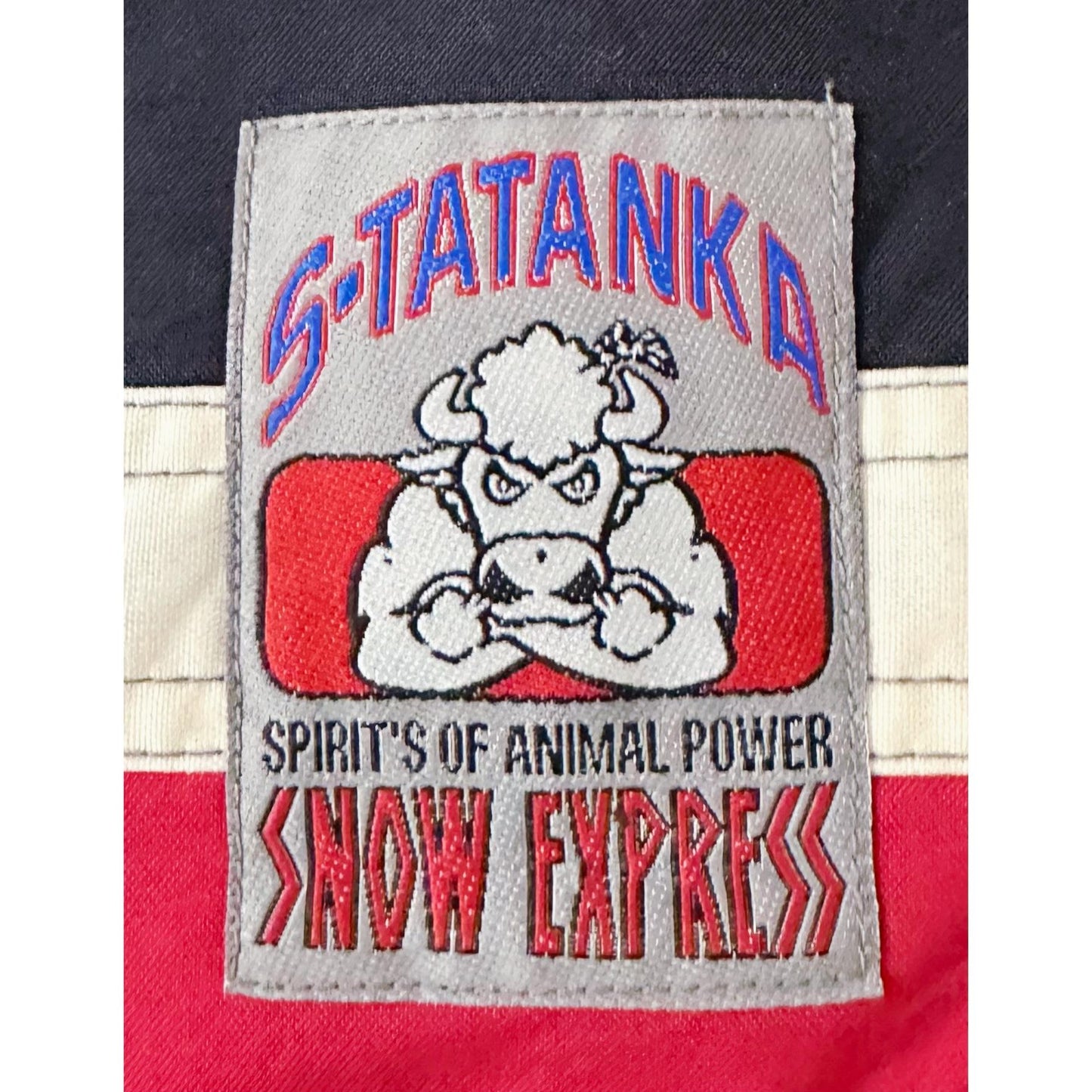 S-Tatanka Snow Express Premium Vintage Ski Parka – ‘Spirit of Animal Power’ Embroidered Red Jacket”