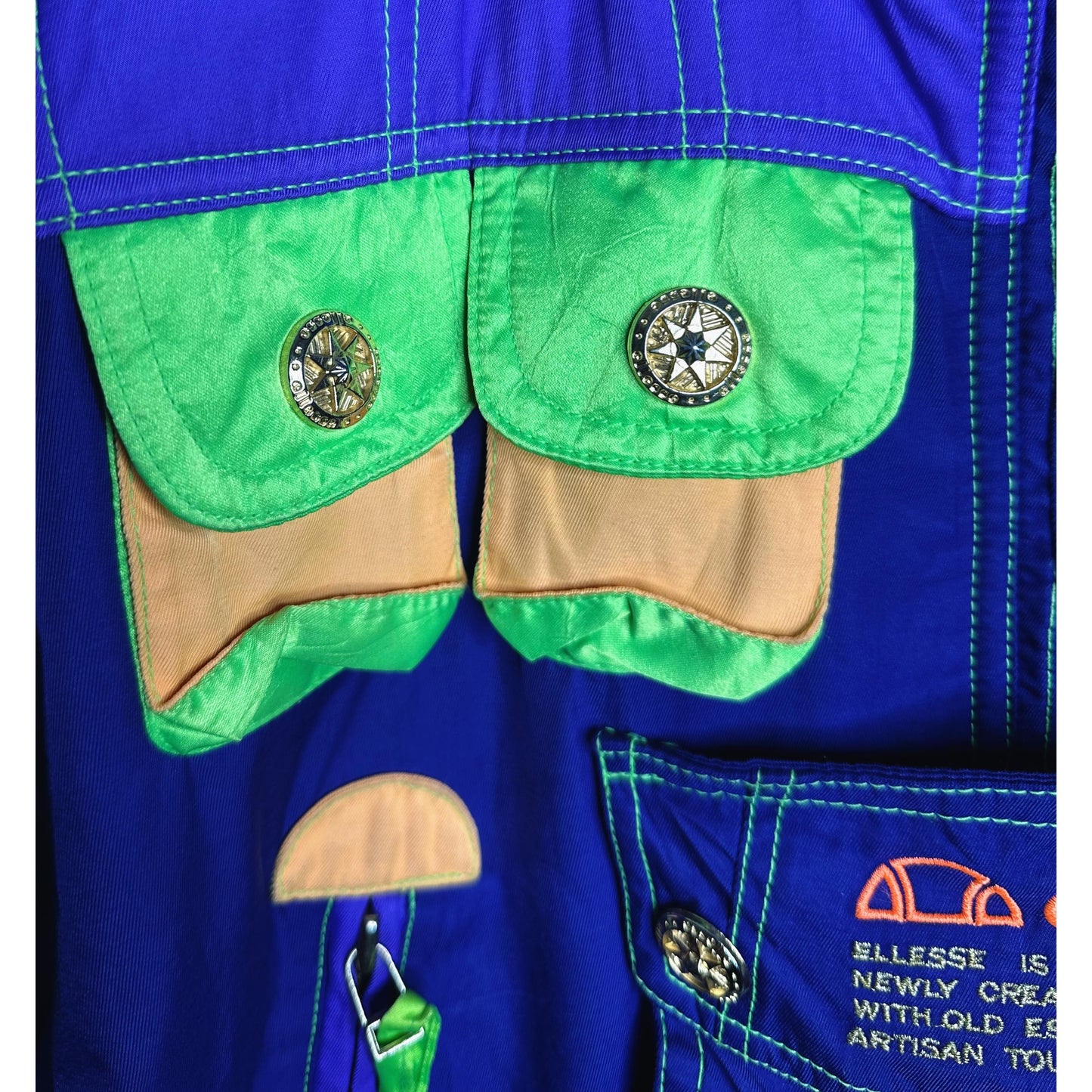 Ellesse Original Vintage Ski Jacket – Royal Blue Insulated Winter Wear with Neon Detailing | Retro Italian Luxury Sportswear Collectible