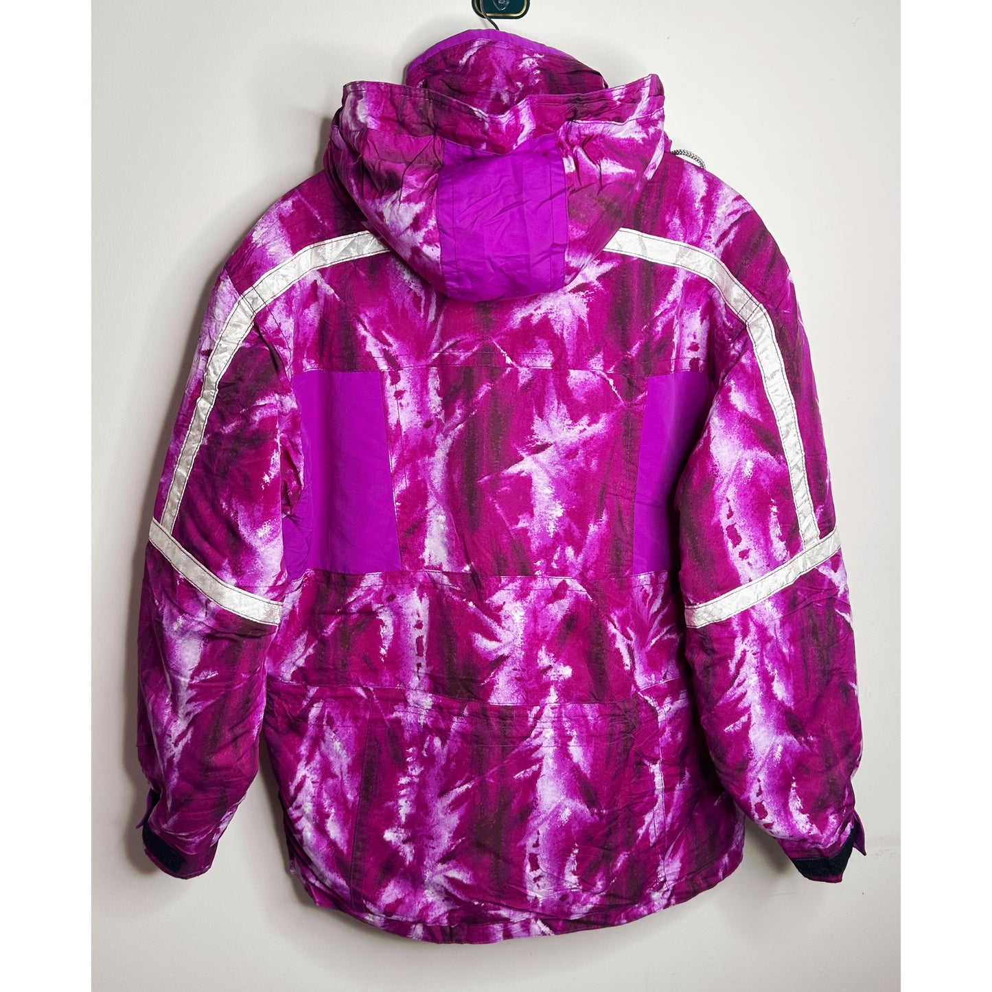 Vintage "Snow Island" Ski Jacket / Snowboard Jacket - Magenta Tie-Dye Print