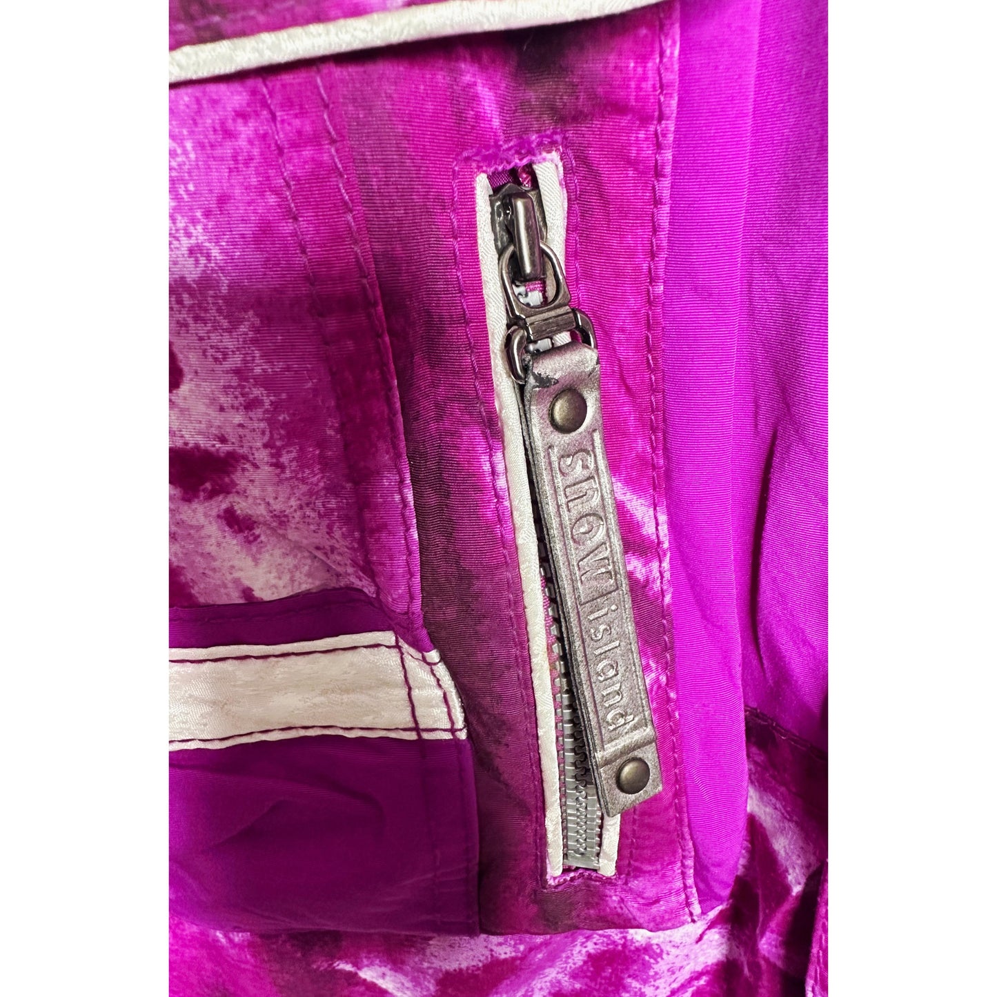 Vintage "Snow Island" Ski Jacket / Snowboard Jacket - Magenta Tie-Dye Print