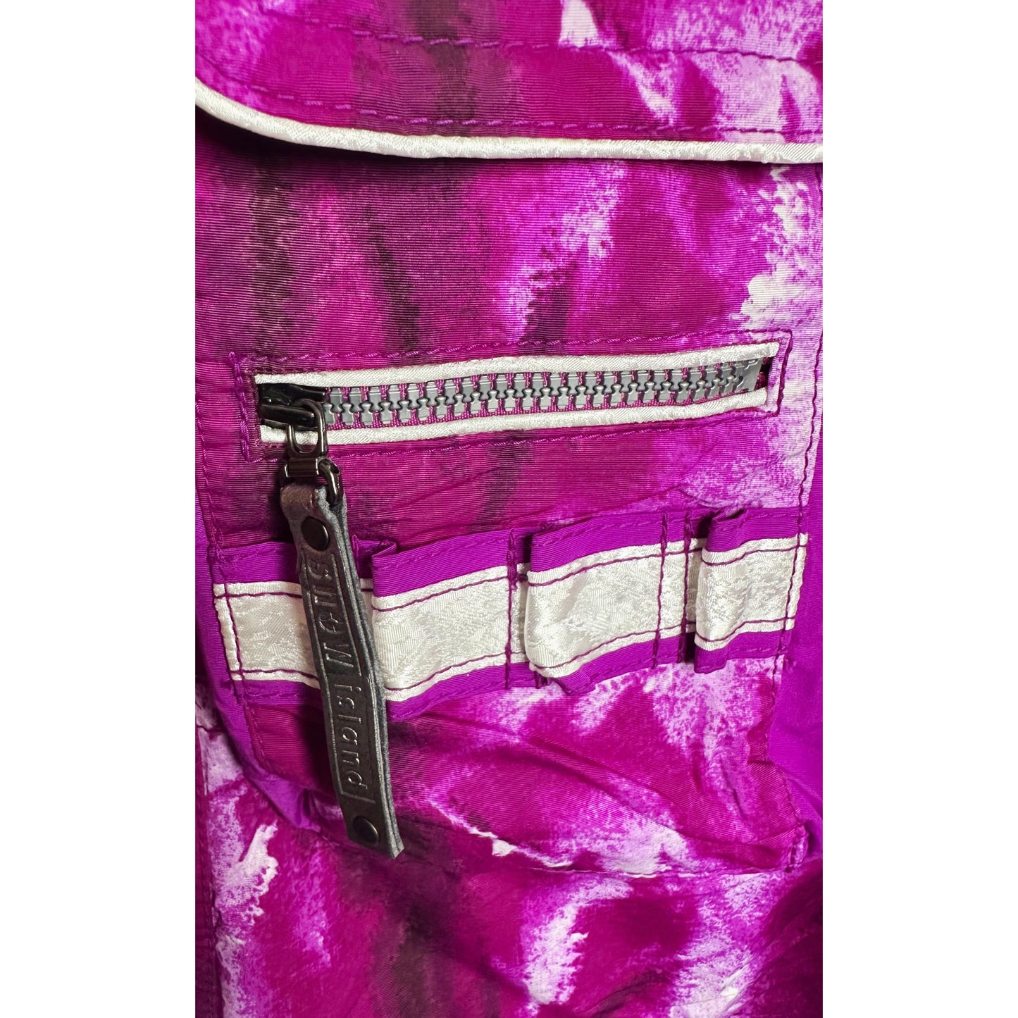 Vintage "Snow Island" Ski Jacket / Snowboard Jacket - Magenta Tie-Dye Print