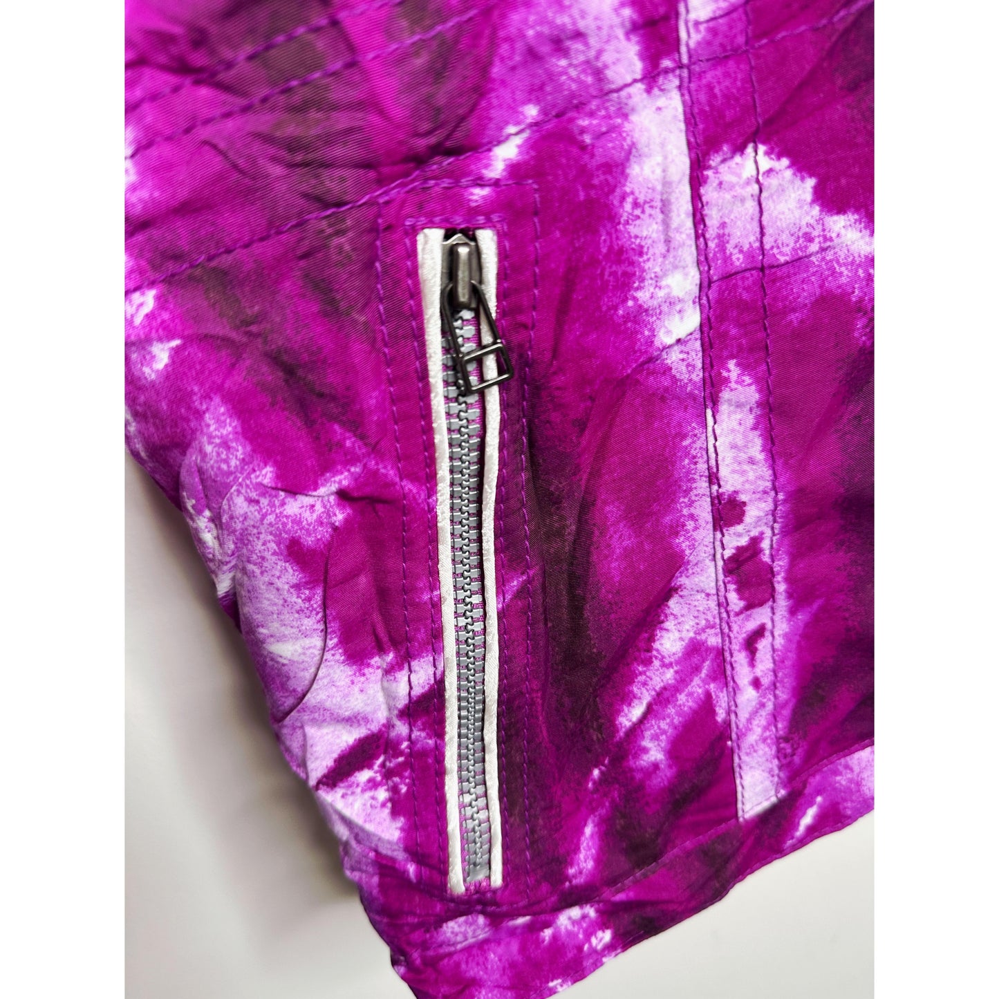 Vintage "Snow Island" Ski Jacket / Snowboard Jacket - Magenta Tie-Dye Print