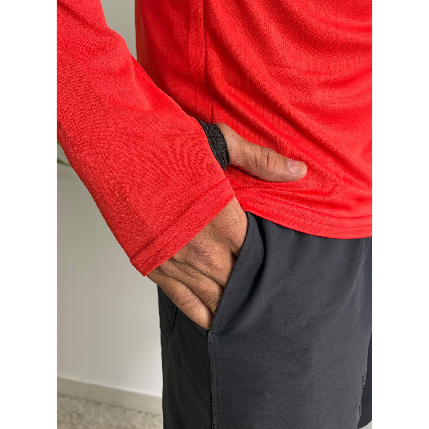 Adidas Red Active Dri-Fit Zipper + Hoodie – All-Day Comfort