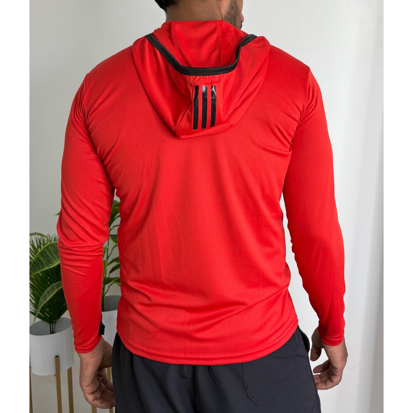 Adidas Red Active Dri-Fit Zipper + Hoodie – All-Day Comfort