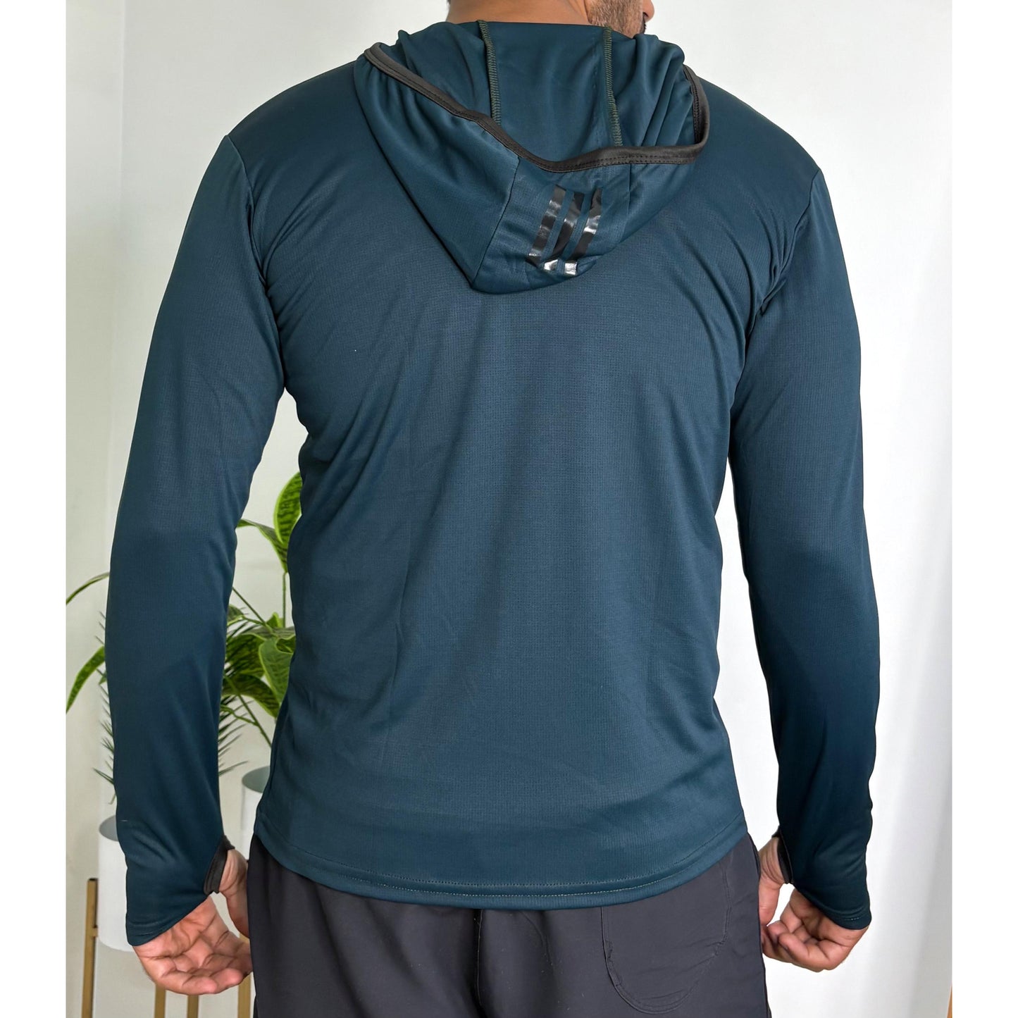 Adidas Dark Teal Blue Active Dri-Fit Zipper + Hoodie – All-Day Comfort